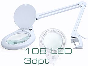 Lupa stołowa 3 dioptrie fi177mm podświetlana 108 LED